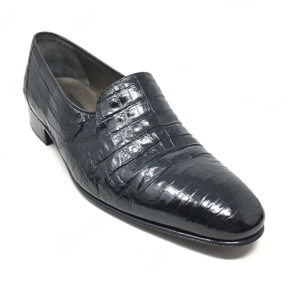 Mauri Loafers Shoes Size 8 Black Full Alligator